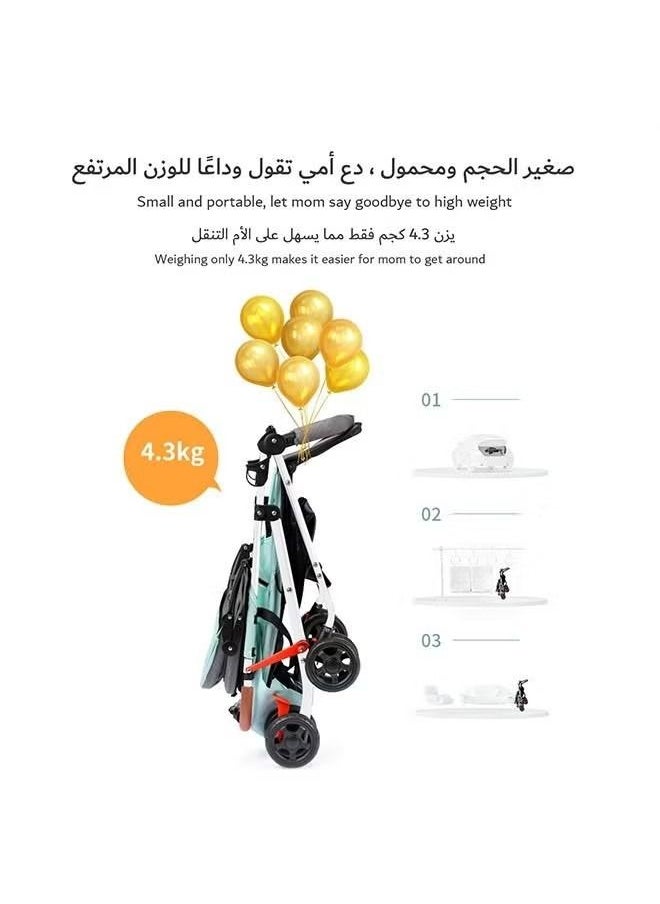 Baby Single Stroller Light Folding Sitting Reclining for Infant Little Girls Boys 3-36 Months