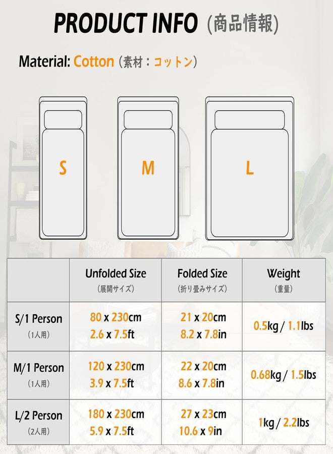 TRIWONDER Cotton Sleeping Bag, Sleeping Bag Lining, Lightweight and Compact, Sleeping Bag Inlay, Summer Sleeping Bag, Travel Sleeping Bag for Travel (White, M - 120 x 230 cm) - Image 2