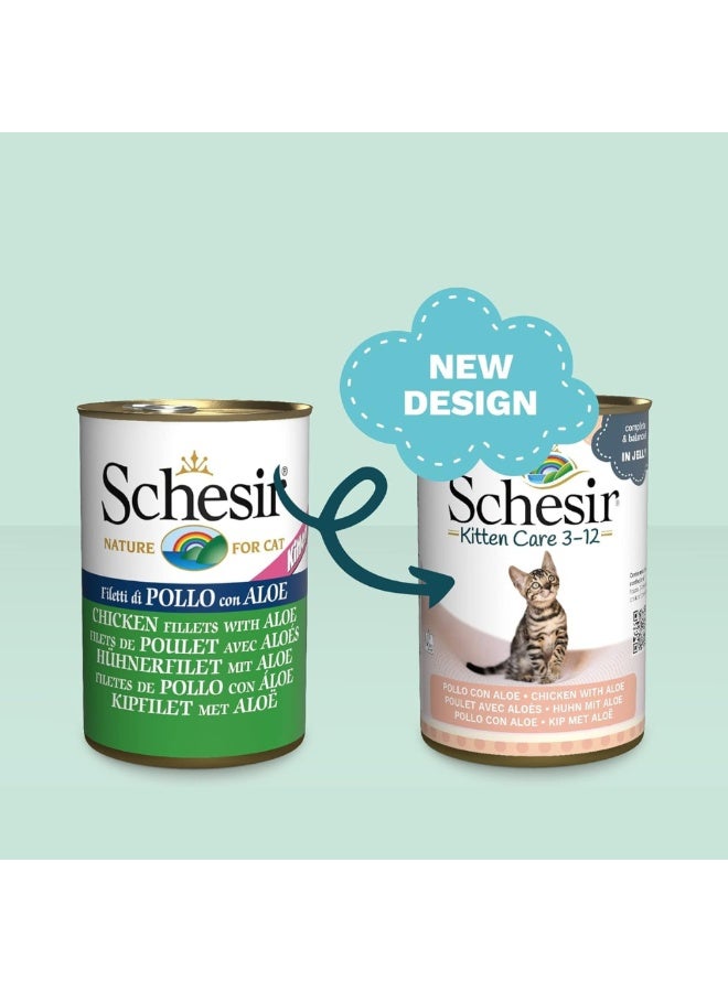 Schesir Kitten Care Wet Food Can in Jelly Chicken with Aloe 6x140g, Pack of 6 - Image 2
