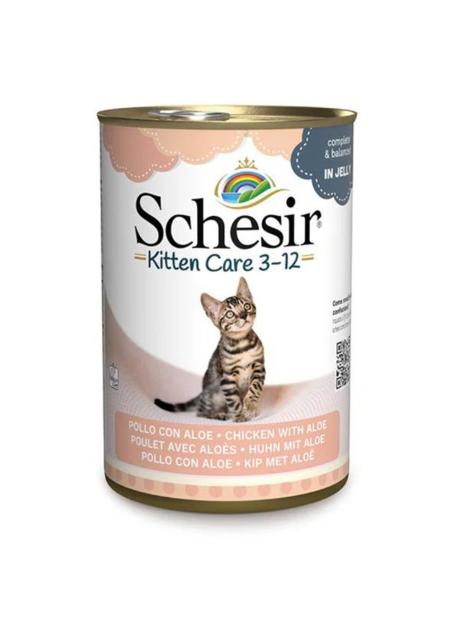 Schesir Kitten Care Wet Food Can in Jelly Chicken with Aloe 6x140g, Pack of 6 - Image 1