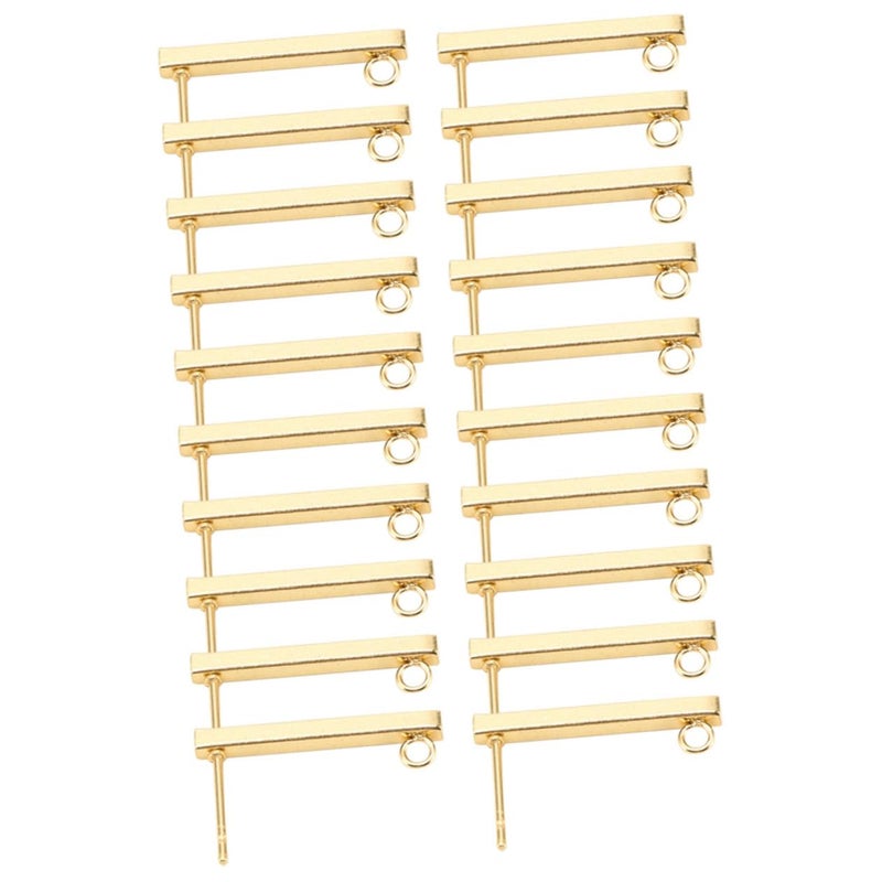 Stainless Steel Flat Back Earring Posts 20pcs Rectangle Hoops For Handmade Jewelry Craft Gold - Image 2