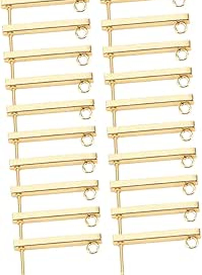 Stainless Steel Flat Back Earring Posts 20pcs Rectangle Hoops For Handmade Jewelry Craft Gold - Image 1