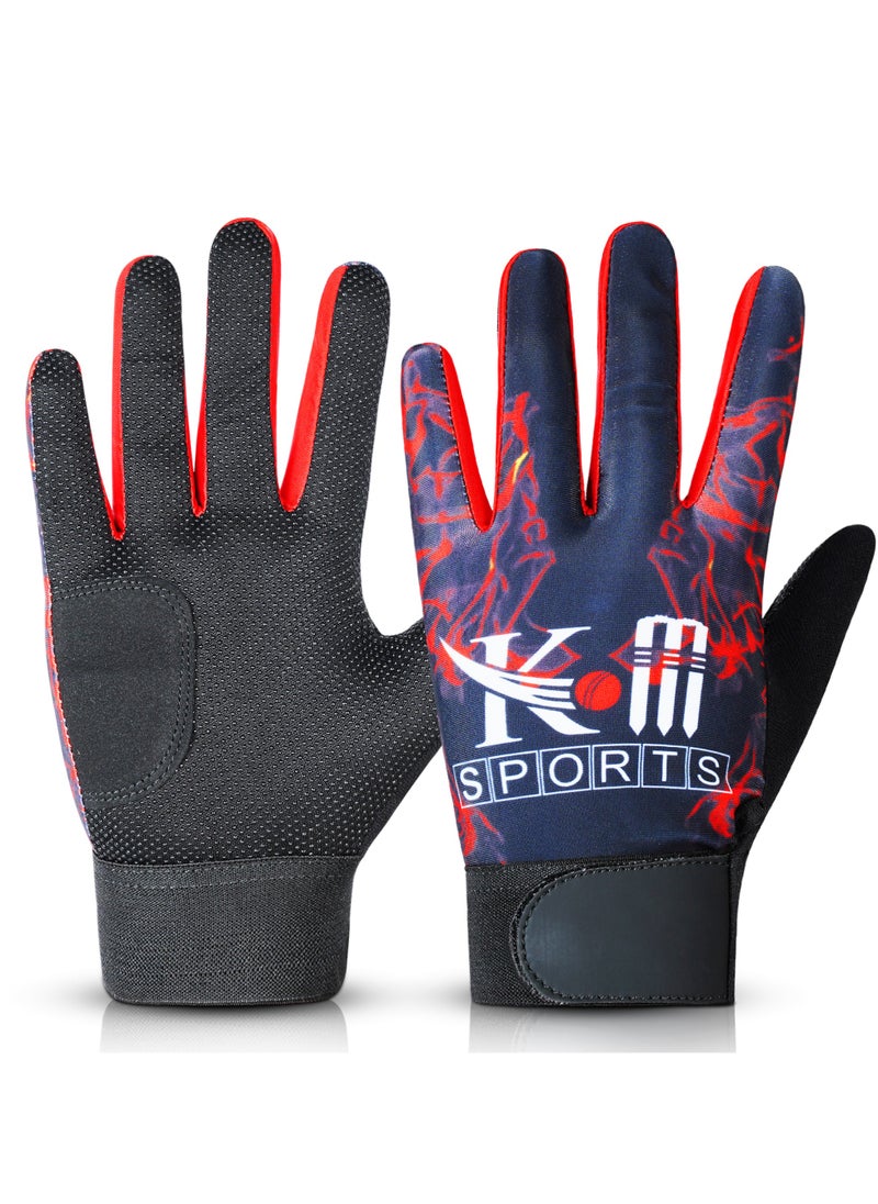 KM SPORTS KM Sports Hard Tennis Batting Gloves - High-Performance, Heavy Duty, Long-lasting Protection for Intense Cricket Play - Right Hand, Modern Design - Red  - Image 1
