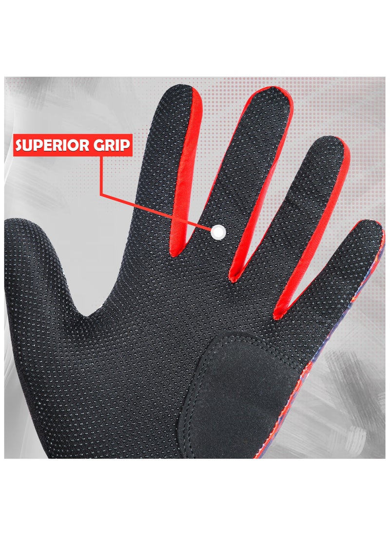 KM SPORTS KM Sports Hard Tennis Batting Gloves - High-Performance, Heavy Duty, Long-lasting Protection for Intense Cricket Play - Right Hand, Modern Design - Red  - Image 2