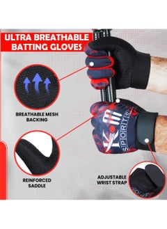 KM SPORTS KM Sports Hard Tennis Batting Gloves - High-Performance, Heavy Duty, Long-lasting Protection for Intense Cricket Play - Right Hand, Modern Design - Red  - Image 3
