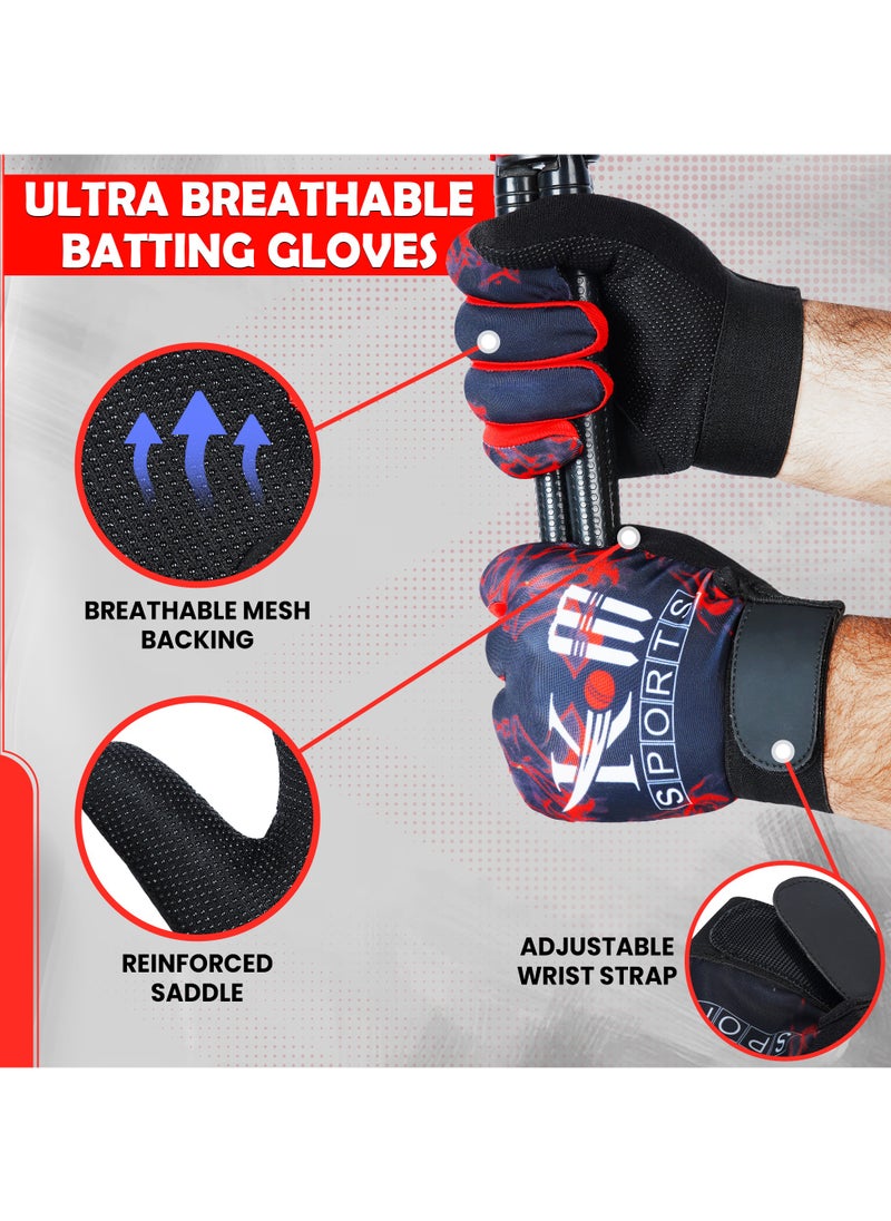 KM SPORTS KM Sports Hard Tennis Batting Gloves - High-Performance, Heavy Duty, Long-lasting Protection for Intense Cricket Play - Right Hand, Modern Design - Red  - Image 3