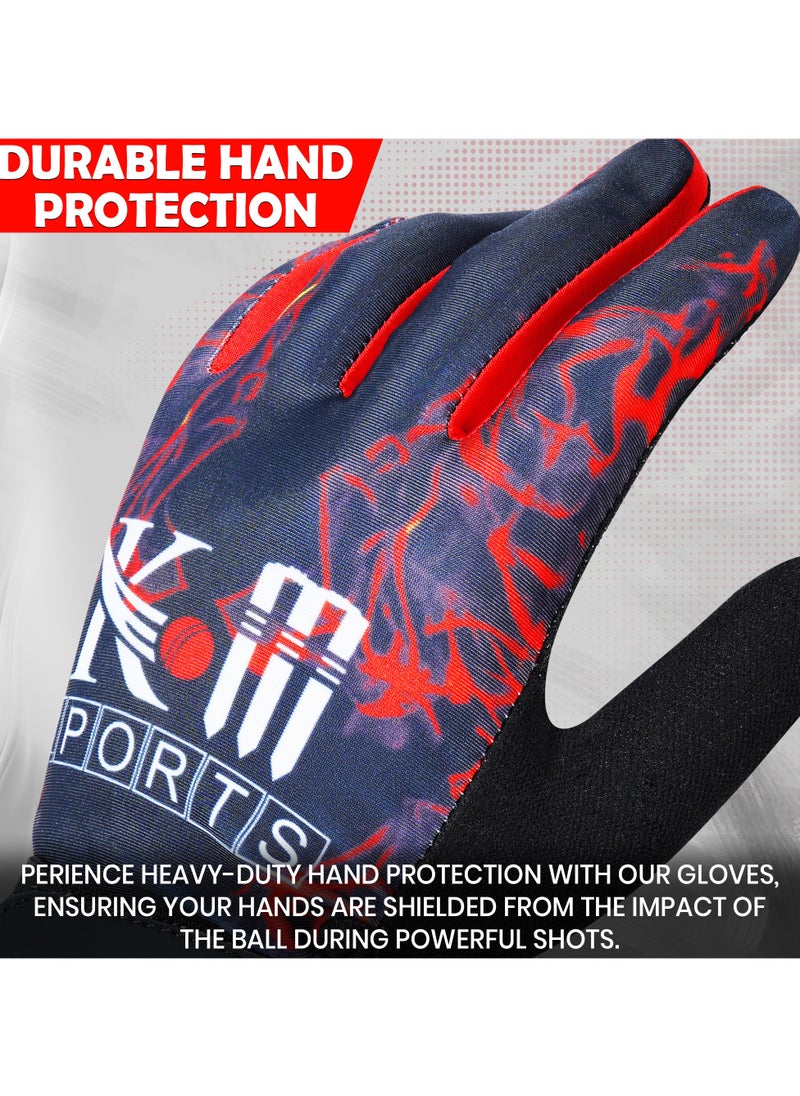 KM SPORTS KM Sports Hard Tennis Batting Gloves - High-Performance, Heavy Duty, Long-lasting Protection for Intense Cricket Play - Right Hand, Modern Design - Red  - Image 4