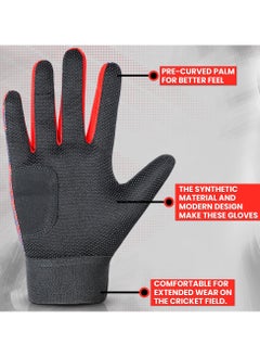 KM SPORTS KM Sports Hard Tennis Batting Gloves - High-Performance, Heavy Duty, Long-lasting Protection for Intense Cricket Play - Right Hand, Modern Design - Red  - Image 5