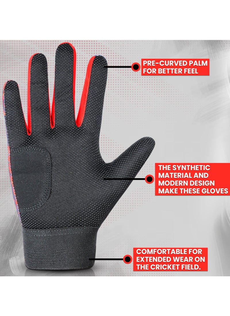 KM SPORTS KM Sports Hard Tennis Batting Gloves - High-Performance, Heavy Duty, Long-lasting Protection for Intense Cricket Play - Right Hand, Modern Design - Red  - Image 5