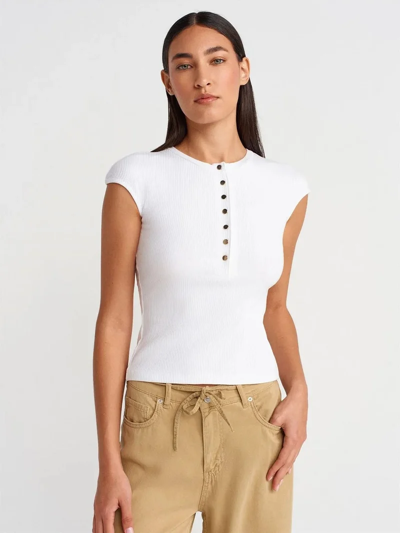 Dilvin DILVIN Fitted Cotton Jersey Crew Neck T-Shirt