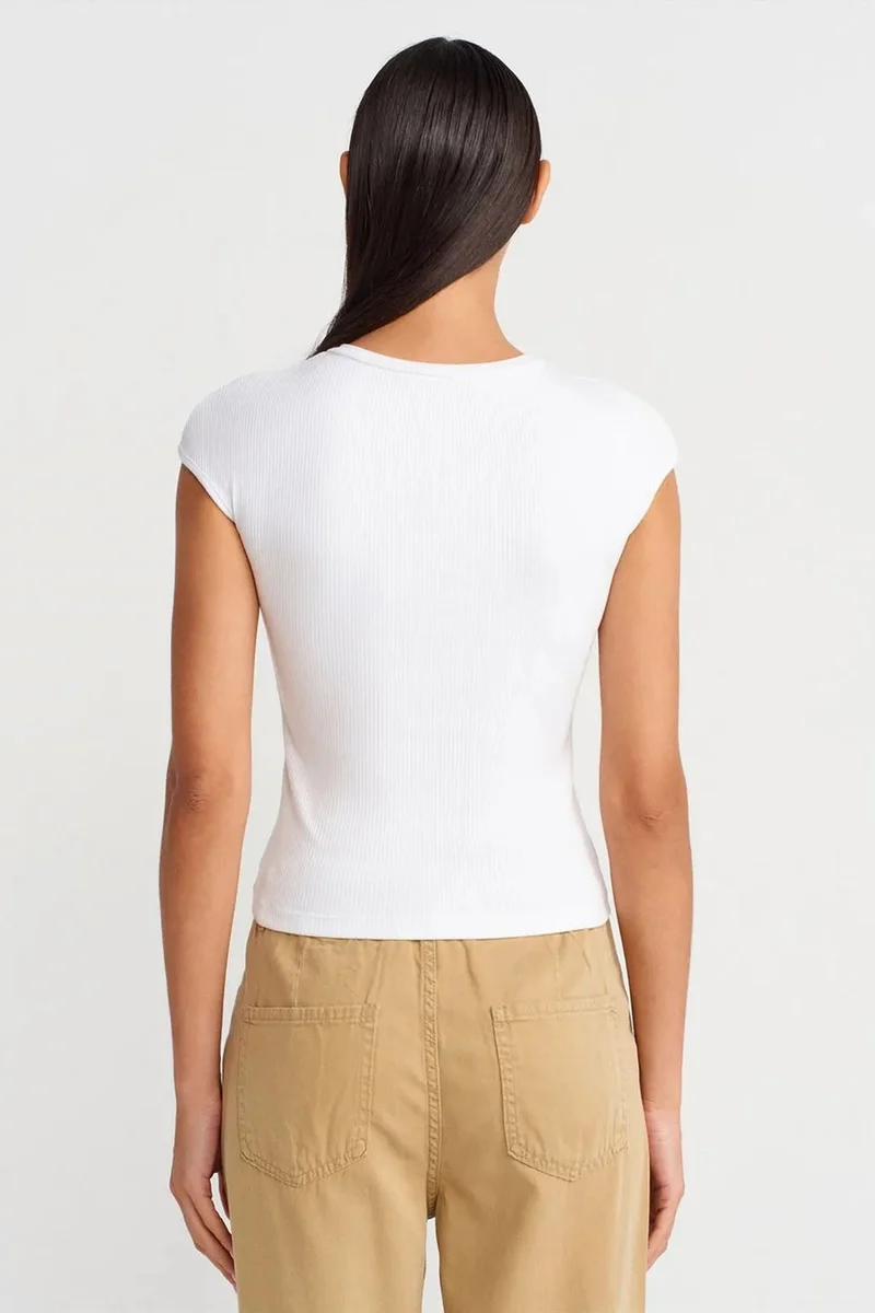Dilvin White DILVIN Fitted Cotton Jersey Crew Neck T-Shirt for Women | Best Price UAE