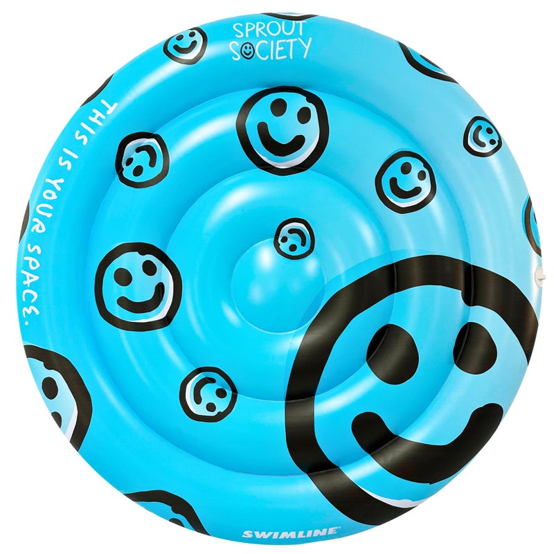 SWIMLINE Original 90510 Sprout Society Smiley Island Pool Float for Adults Kids 63 Inch Inflatable Floating Lounger Mat for Pool Lake Ocean | Mental Health Org Collaboration Float for A Good Cause - Image 1