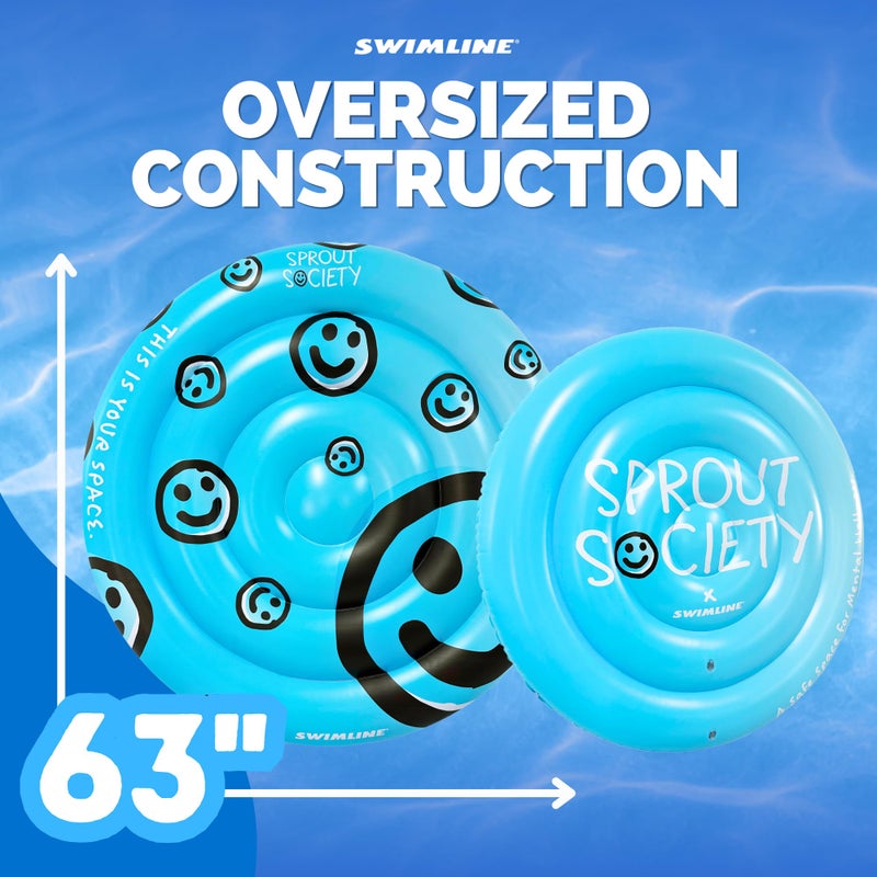 SWIMLINE Original 90510 Sprout Society Smiley Island Pool Float for Adults Kids 63 Inch Inflatable Floating Lounger Mat for Pool Lake Ocean | Mental Health Org Collaboration Float for A Good Cause - Image 5