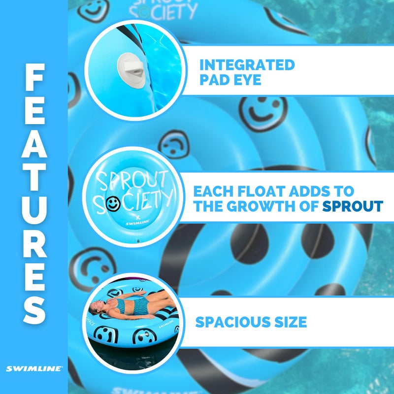 SWIMLINE Original 90510 Sprout Society Smiley Island Pool Float for Adults Kids 63 Inch Inflatable Floating Lounger Mat for Pool Lake Ocean | Mental Health Org Collaboration Float for A Good Cause - Image 3