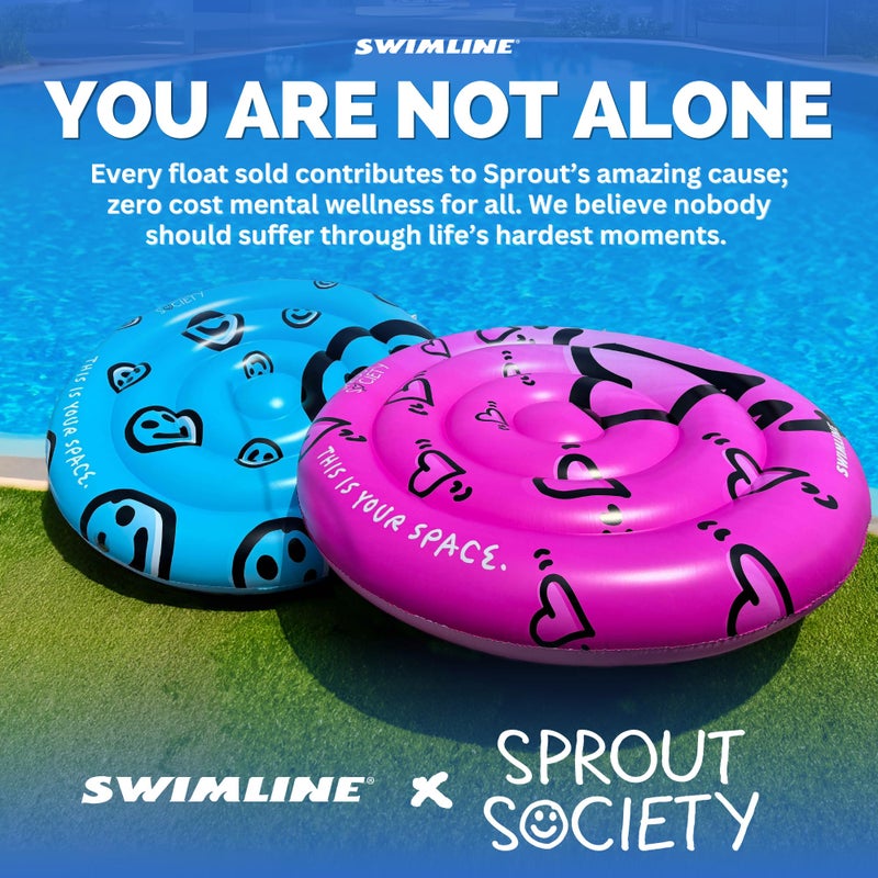 SWIMLINE Original 90510 Sprout Society Smiley Island Pool Float for Adults Kids 63 Inch Inflatable Floating Lounger Mat for Pool Lake Ocean | Mental Health Org Collaboration Float for A Good Cause - Image 2