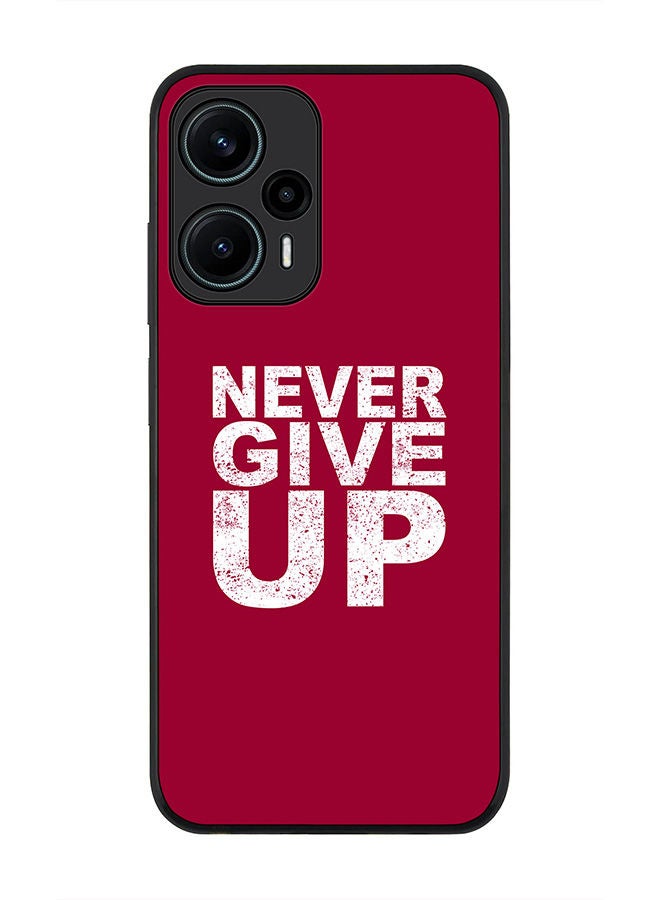 Stylizedd حافظة سوداء متينة لهاتف Xiaomi Poco F5 5G / Xiaomi Redmi Note 12 Turbo 5G - غطاء مرن من المطاط ضد الصدمات - لا تستسلم أبداً - Image 1