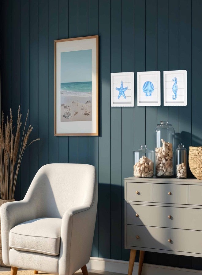 Gift Boutique Blue Starfish Seashell and Seahorse (Framed Set of 3) Coastal 3D Wall Art, Beach Wall Decor for Bathroom Bedroom or Beach House Ocean Inspired Seaside Decorations - Image 3