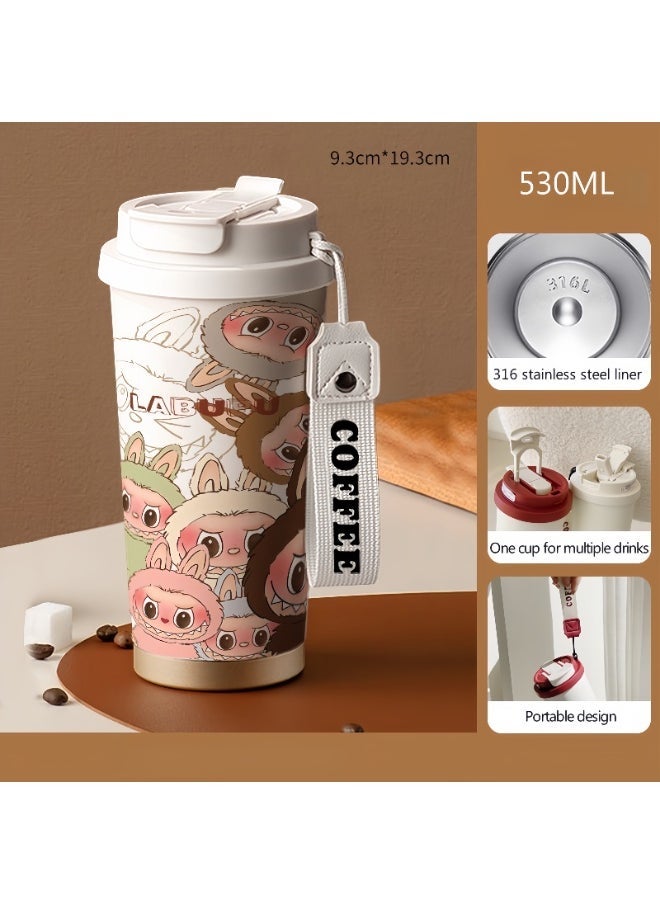 LABUBU Labubu 316 Stainless Steel Vacuum Insulated Cup ,530ML Insulated Cold Coffee Cup  - Image 1