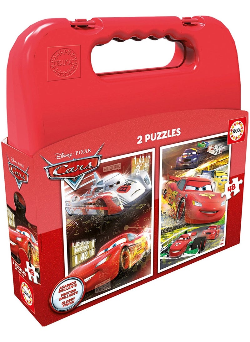 Educa- Disney Pixar Cars Two Sets of Puzzles In A Case 2x48 Pieces - Image 1