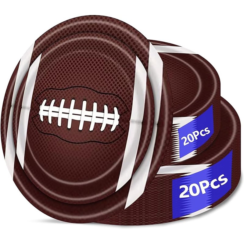 Aixuler 40pcs Football Party Paper Plates Set Disposable Sports Party Food Dinner Dessert Plates Birthday Tableware Decorations Favors, Including 20pcs 9 and 20pcs 7 Plates for Football Theme Plates - Image 1