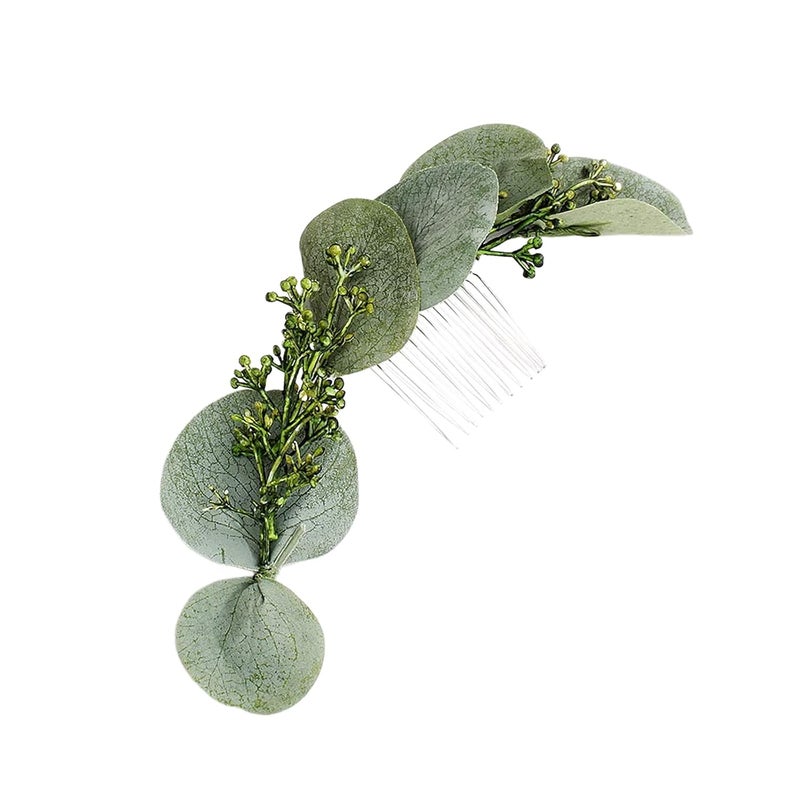 Wedding Bridal Comb Camellia Hair Comb Ranunculus Green leaf Floral Clip Headpiece 2030