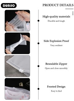 DUNISO 50 PCS Frosted Clothes Packaging Bags for Shipping, Reusable Frosted Zipper Plastic Bags for Clothing Travel Storage Bags, Clear Plastic Apparel Bag with Vent Holes, Resealable Apparel Zip Slider Bags for for Underwear, Towels, Shoes, Clothes, Cosmetics, Toiletries  - Image 2