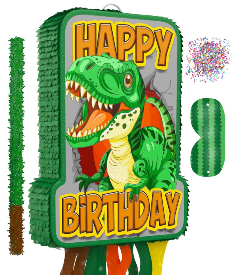 Jergrim Dinosaur Birthday Pinata 4 Pc Set TRex Jurassic Party Supply Dino Parties Decor Roar Pinatas Birthday Games Mexican Piata De Dinosaurio Fits Pinata Stuffers And Dinosaurs Party Favor - Image 3