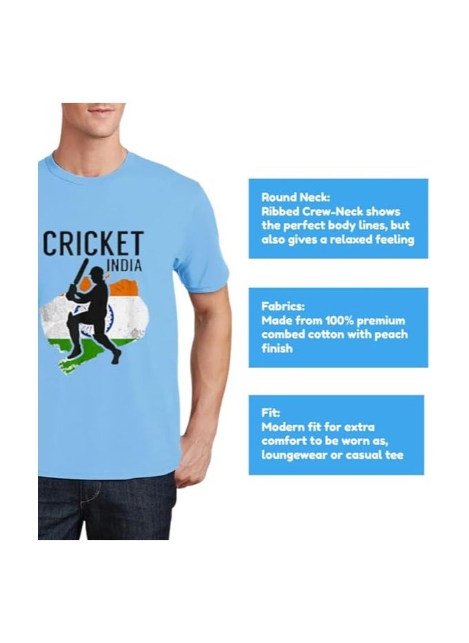 برينت شوب فور مي - تي شيرت رجالي من India Jersey، وشاح وعلم كبير (90 سم × 150 سم) كومبو يهتف للهند مع هذه المجموعة الأنيقة للمباريات أو الأحداث أو الاحتفالات - Image 1