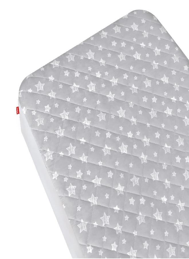 Moonsea Crib Mattress Protector Pad Waterproof, Quilted Crib Mattress Sheet Cover 52'' x 28'' Extra Soft Breathable Toddler Bed Cover Fitted Crib/Toddler Mattress Stretch Up to 8", Gray Star  - Image 1
