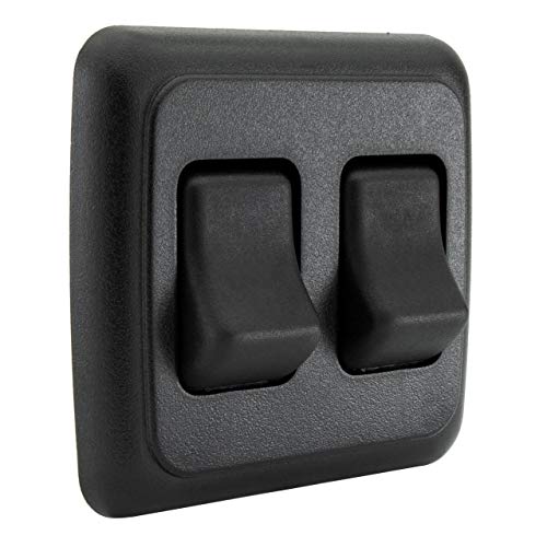 RecPro RV Switch SPST Switch On/Off 2 Gang Bezel | RV Electrical | Camper Switches (Black) - Image 1