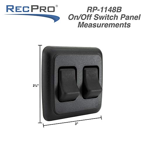 RecPro RV Switch SPST Switch On/Off 2 Gang Bezel | RV Electrical | Camper Switches (Black) - Image 4