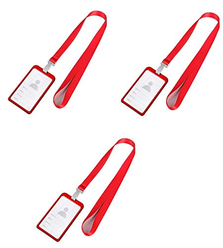 WHNOATOC id Card Holder for Office,id Card Holder for Women, id Card Holder for Men Stylish, id Card Holder for Student, id Card Holder for Office Steel, Office id Card Covers Holders Pack of 3(RED) - Image 1