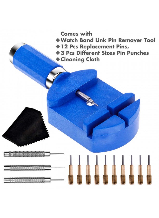 cridoz Watch Link Removal Tool Kit, Watch Band Tool Chain Link Pin Remover with 12pcs Replacement Pins and 3pcs Pin Punches for Watch Bracelet Sizing, Watch Strap Adjustment and Watch Repair