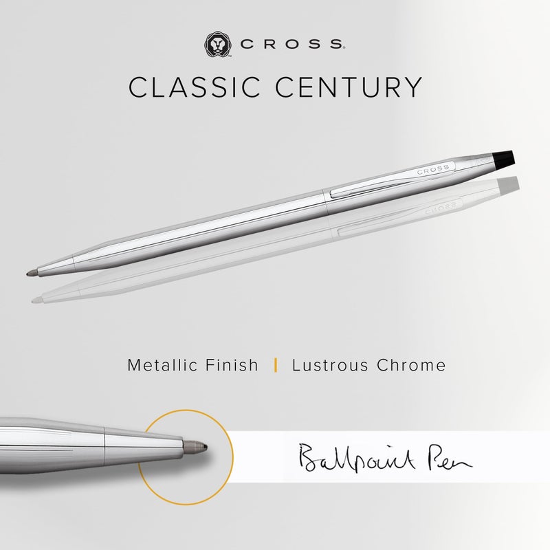 Cross Classic Century Refillable Ballpoint Pen Presented in a Luxury Gift Box - Medium Point, Black Ink, Lustrous Chrome - Image 3