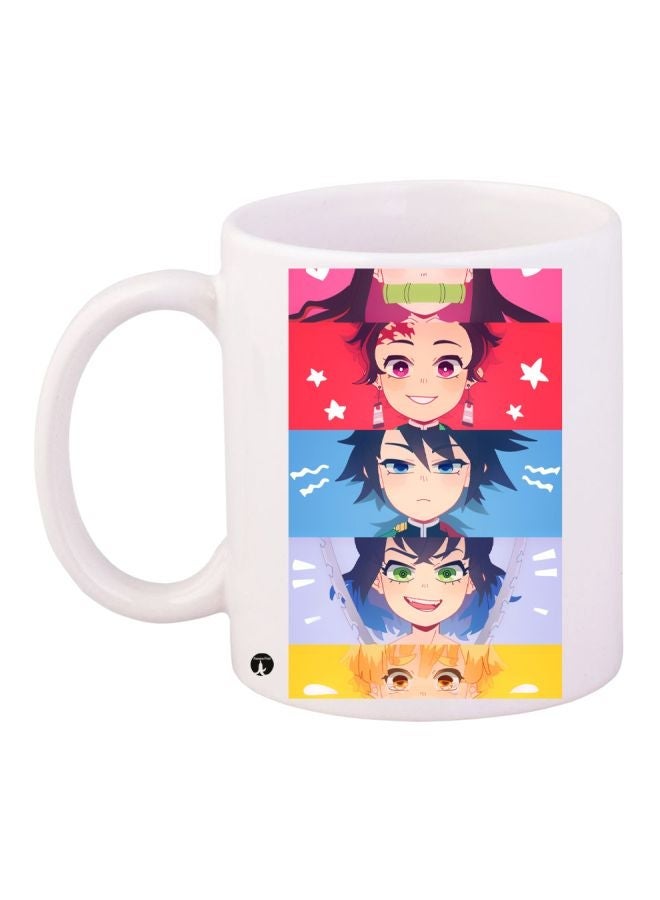 RYN Anime Printed Coffee Mug White/Pink/Blue 11ounce