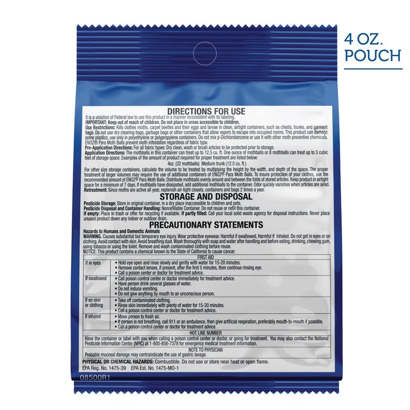 Enoz Enoz para Moth Balls, Kills Clothes Moths and Carpet Beetles, No Clinging Odor, Use for Storage, 4 oz - Image 3