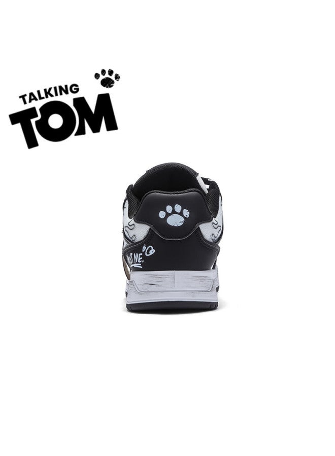 TALKING TOM Talkingtom Canvas Shoes For Men And Women Students, Stylish Distressed Graffiti Casual Thick-soled Loafers, Black And White Panda, Size 38 - Image 5