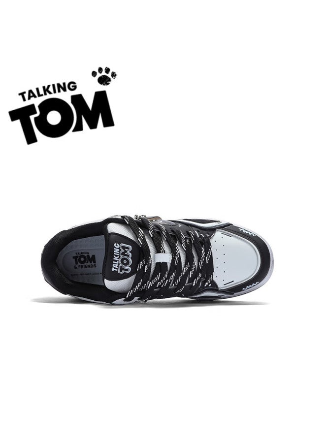 TALKING TOM Talkingtom Canvas Shoes For Men And Women Students, Stylish Distressed Graffiti Casual Thick-soled Loafers, Black And White Panda, Size 38 - Image 4