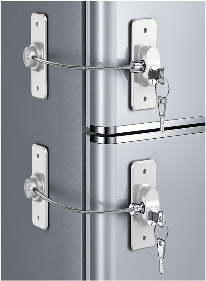 أوساويك 2 حزمة المبرد الباب قفل للأطفال، الطفل الأبيض المبرد الباب قفل للمطبخ المجمد، الخزائن والدواليب، الخزائن، النوافذ، الأبواب -لا حاجة للأدوات أو الحفر - Image 1