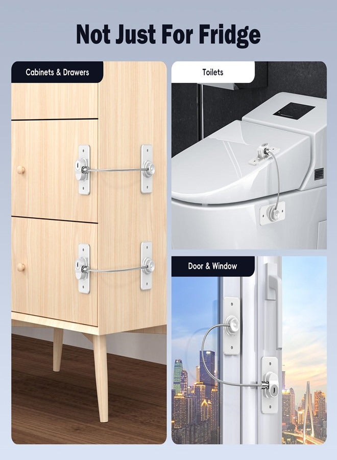 أوساويك 2 حزمة المبرد الباب قفل للأطفال، الطفل الأبيض المبرد الباب قفل للمطبخ المجمد، الخزائن والدواليب، الخزائن، النوافذ، الأبواب -لا حاجة للأدوات أو الحفر - Image 2