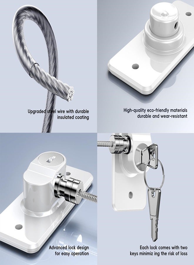 أوساويك 2 حزمة المبرد الباب قفل للأطفال، الطفل الأبيض المبرد الباب قفل للمطبخ المجمد، الخزائن والدواليب، الخزائن، النوافذ، الأبواب -لا حاجة للأدوات أو الحفر - Image 5