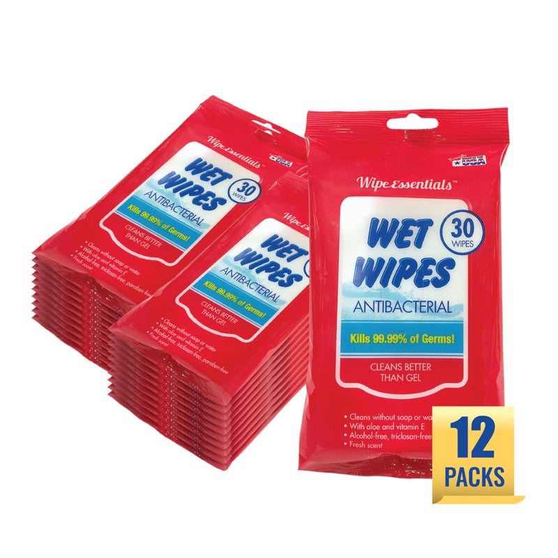 Diamond Wipes WipeEssentials Hand Sanitizer Wipes, Hand Wipes for Adults and Kids - 360 wipes - 12 Packs of 30ct Hand Sanitizing Wipes, Travel Essentials - Image 1