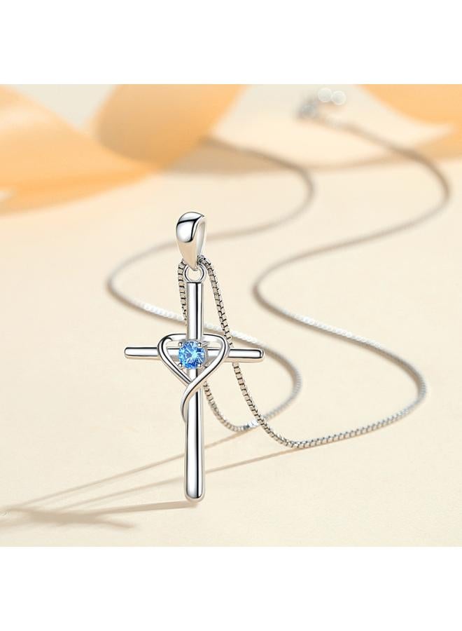 European And American S925 Sterling Silver Cross Frame Pendant Clavicle Chain Niche Retro Personality Jewelry All-match Accessories