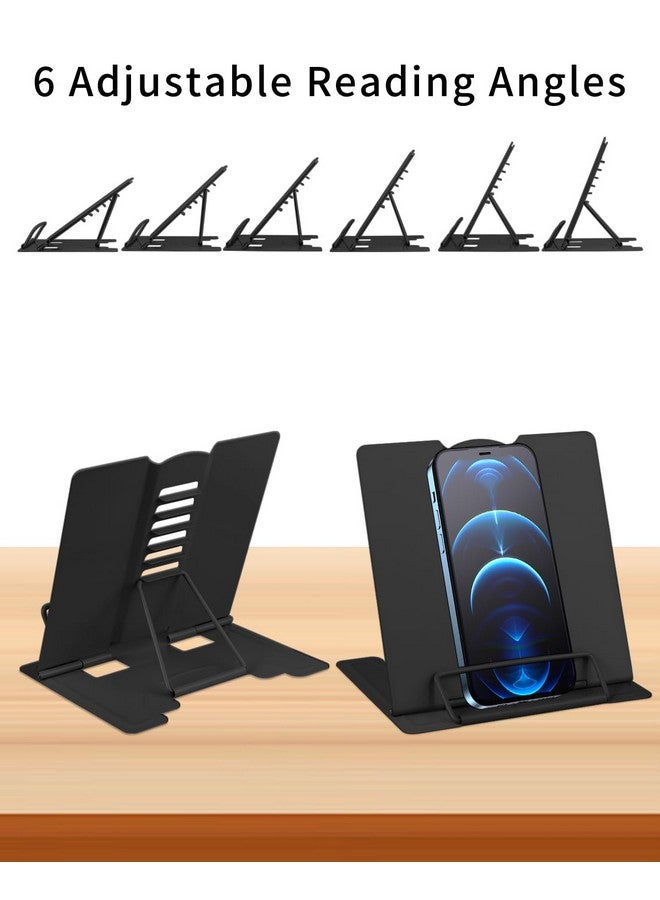 MSDADA Small Desk Book Stand Metal Reading Rest Book Holder Adjustable Cookbook Documents Holder Portable Sturdy Bookstands For Recipes Textbooks Tablet Music Books(Black) - Image 5