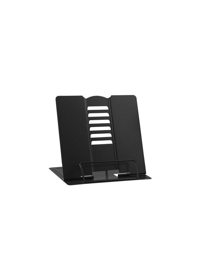 MSDADA Small Desk Book Stand Metal Reading Rest Book Holder Adjustable Cookbook Documents Holder Portable Sturdy Bookstands For Recipes Textbooks Tablet Music Books(Black) - Image 1