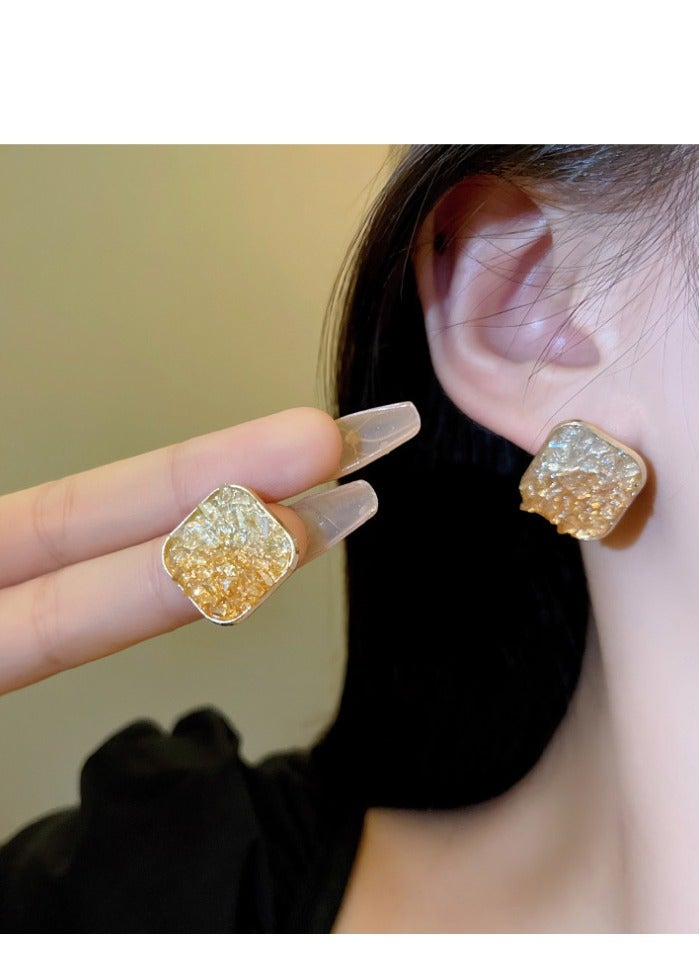 Lavida Orange crystal square earrings, modern geometric sparkling earrings, suitable for daily wear, commuting, and dating - Image 2