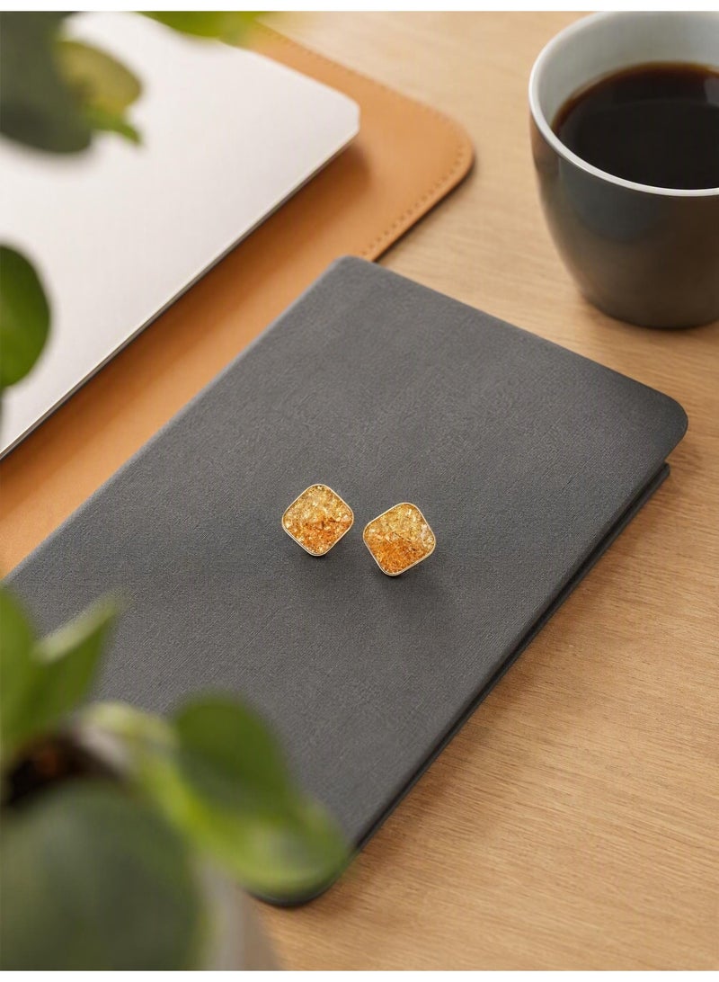 Lavida Orange crystal square earrings, modern geometric sparkling earrings, suitable for daily wear, commuting, and dating - Image 5