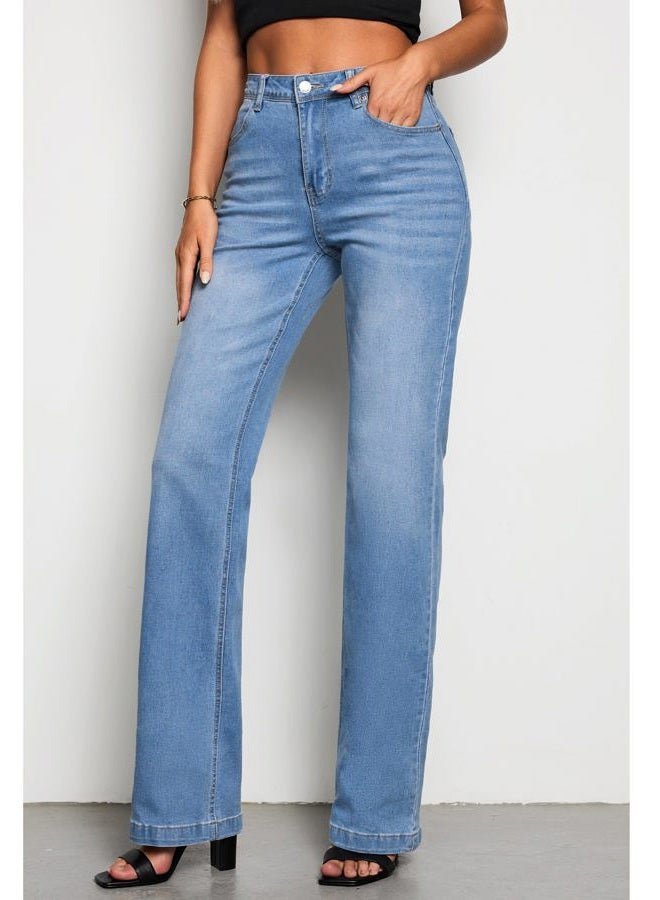 GRAPENT Womens Flare Jeans High Waisted Wide Leg Baggy Jean for Women Stretch Denim Pants, Long Indigo Medium Blue, XXL - Image 3