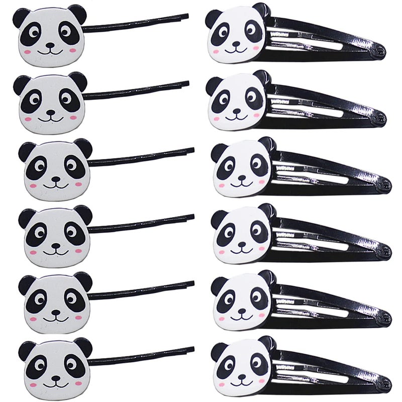 Luzen 12Pcs Lovely Panda Hair Clips Barrettes Hairpin Headwear Funny Animal BB Clip Bangs Hair Accessories for Girls and Women Fashion Accessories