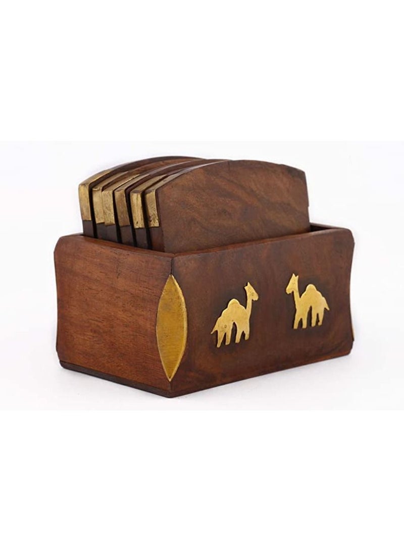 QUESERA wooden handmade coaster set